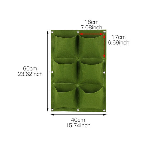 Wall Hanging Planting Bag Garden Vertical Planter Multi Pocket Wall Mount Living Growing Bag Felt Indoor Outdoor Pot Black Green