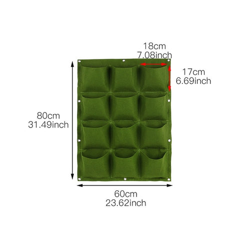 Wall Hanging Planting Bag Garden Vertical Planter Multi Pocket Wall Mount Living Growing Bag Felt Indoor Outdoor Pot Black Green
