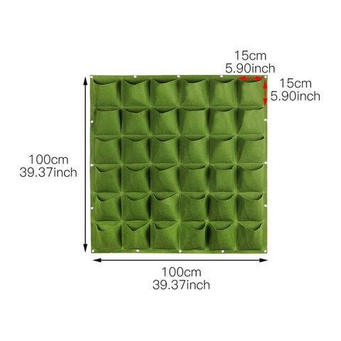 Wall Hanging Planting Bag Garden Vertical Planter Multi Pocket Wall Mount Living Growing Bag Felt Indoor Outdoor Pot Black Green