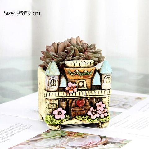 Strongwell European Castle Embossed Flower Pot Garden Plants Hand Made Painted Nordic Flowerpot Home Decoration Accessories Gift