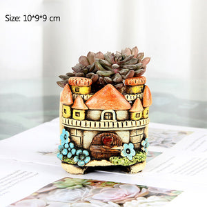Strongwell European Castle Embossed Flower Pot Garden Plants Hand Made Painted Nordic Flowerpot Home Decoration Accessories Gift