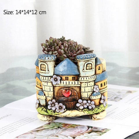 Strongwell European Castle Embossed Flower Pot Garden Plants Hand Made Painted Nordic Flowerpot Home Decoration Accessories Gift