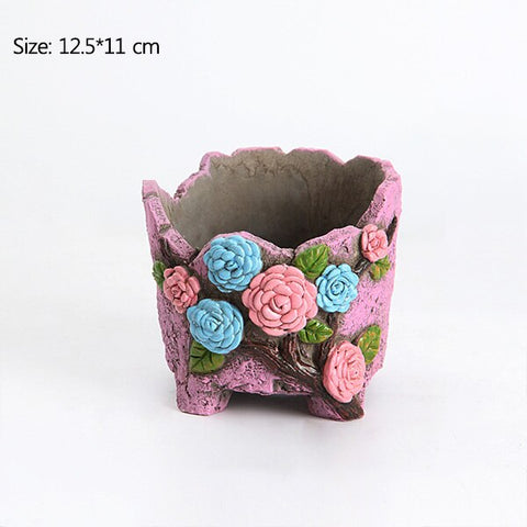 Strongwell European Castle Embossed Flower Pot Garden Plants Hand Made Painted Nordic Flowerpot Home Decoration Accessories Gift