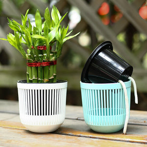 hollow-out flower pots  Hydroponics Plant Water Storage Automatic Water Absorption  Resin Flowerpot Garden Accessory