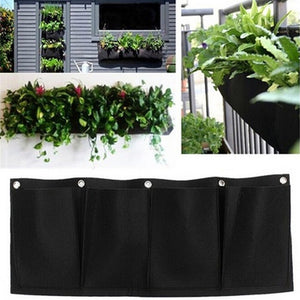 Horizontal 4 Pockets Living Indoor Wall Planter Garden Planter Wall-mounted Polyester Home Gardening Flower Planting Bags