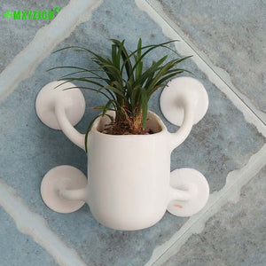 Wall-mounted Plastic Flower Pot Smiley Sucker Flower Pot Doll Model Flower Arrangement Container Home Decoration Accessories