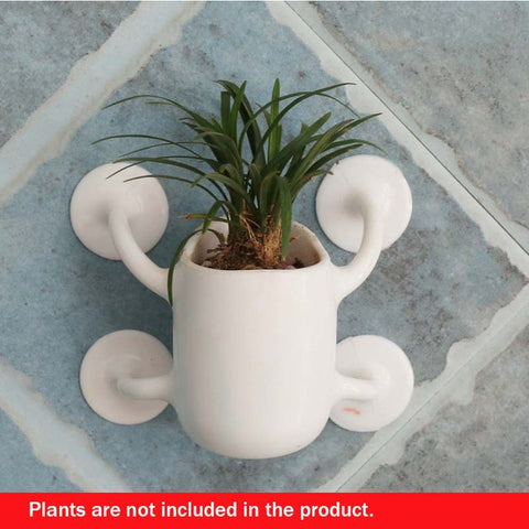 Wall-mounted Plastic Flower Pot Smiley Sucker Flower Pot Doll Model Flower Arrangement Container Home Decoration Accessories