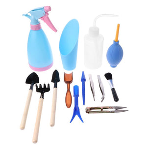 14pcs Mini Garden Hand Tools Transplanting Tools Succulent Tools Miniature Planting Gardening Tool Set