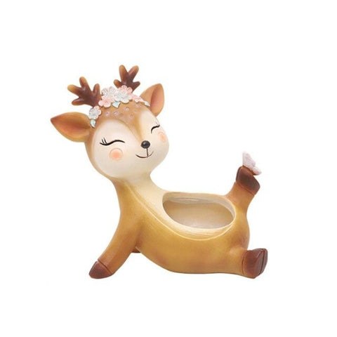 Hot Sale Deer Flower Pot Model Figurines Resin Craft Cute Pot Desktop Miniature Decoration Garden Accessories Birthday Gift