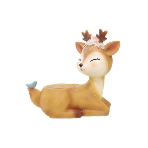 Hot Sale Deer Flower Pot Model Figurines Resin Craft Cute Pot Desktop Miniature Decoration Garden Accessories Birthday Gift