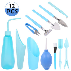 12pcs Mini Garden Hand Tools Succulent Transplanting Tools Planting Flower Succulent Miniature Garden Tools Garden Watering Kit