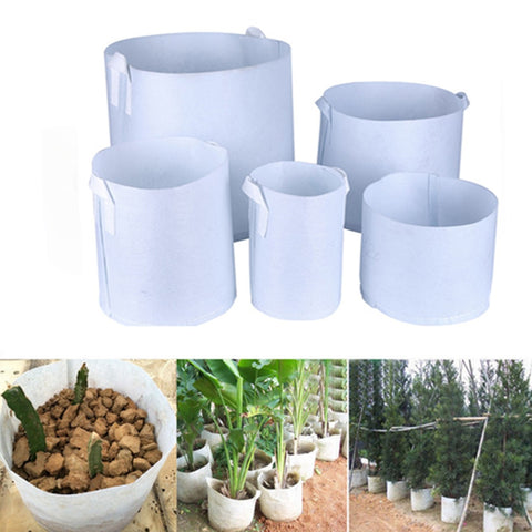 7 Sizes Round White Non-woven Fabric Pots Plant Pouch Root Container Grow Bag Aeration Container Garden Planter Accessories