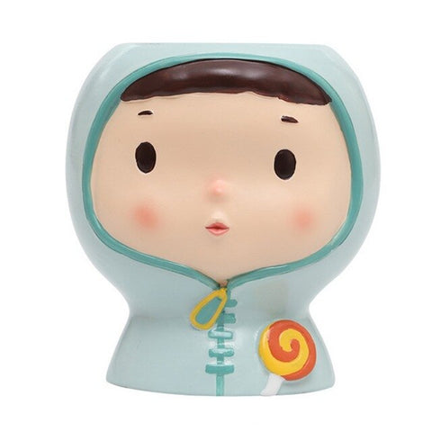 Home Decoration Accessories Enamel Flowerpot Cute Cartoon Girl Succulent Plant Flowerpot Desk Handicraft Bonsai Flower Pot