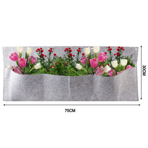 3 Pockets Garden Pots Vertical Garden Pocket Planters Wall Mounted Polyester Home Gardening Flower Planting Bags Indoor