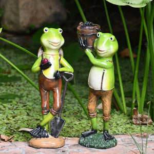 Cute Resin Working Frogs Statue Outdoor Garden Store Decorative Frog Sculpture For Home Desk Garden Decor Ornament Gift
