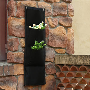 4 Pockets Vertical Bags Wall Planter Wall-mounted Hanging Home Gardening Grow Flower Planting Living Indoor Garden E2sho  LXY9